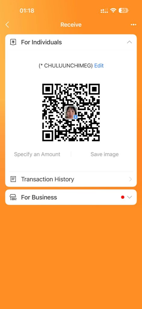 Alipay receive money QR